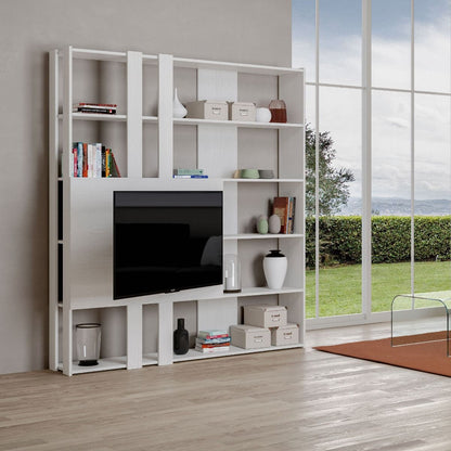 Libreria Porta TV Kato 178x204x36 cm Librerie made in italy Hobby Shop Solution Libreria M Bianco Frassino 