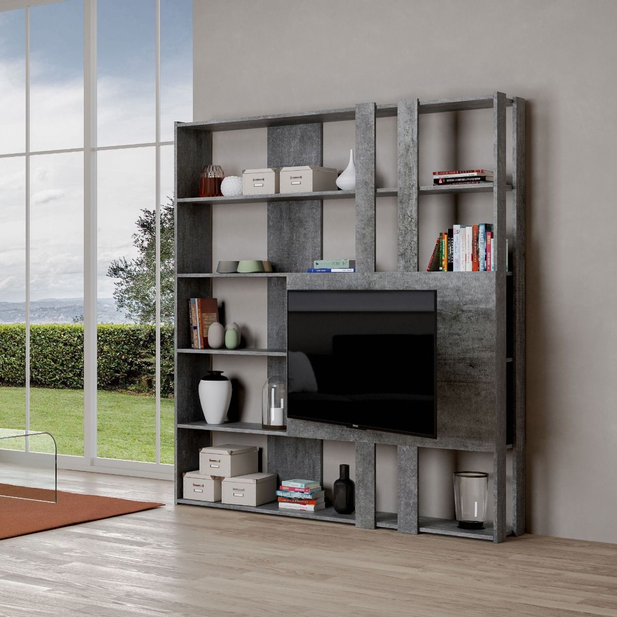 Libreria Porta TV Kato 178x204x36 cm Librerie made in italy Hobby Shop Solution   
