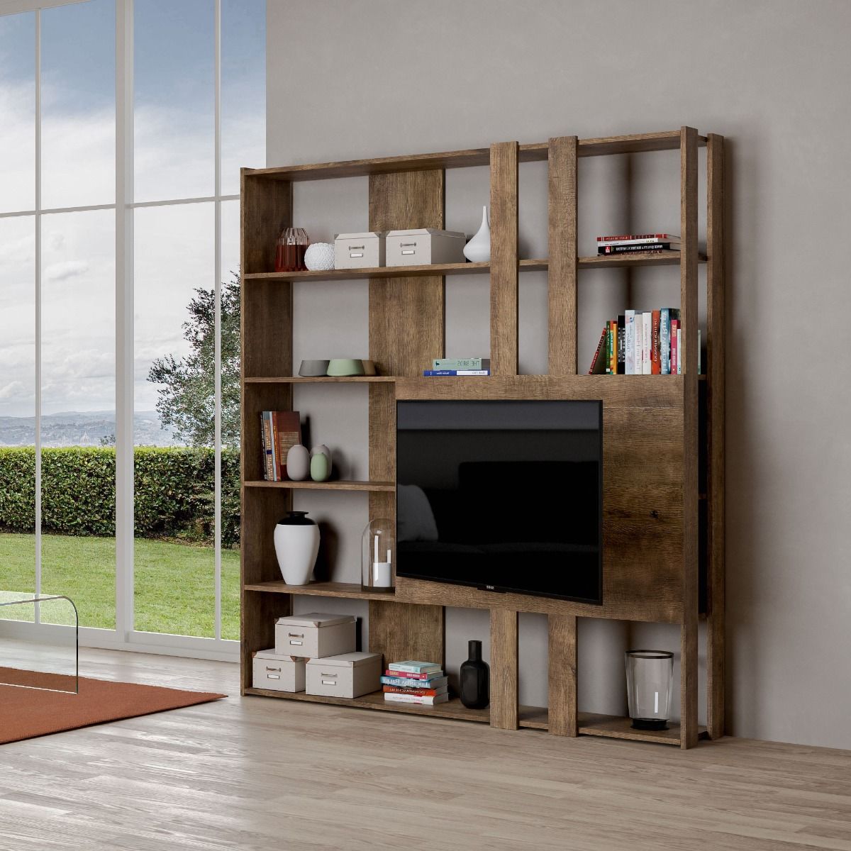 Libreria Porta TV Kato 178x204x36 cm Librerie made in italy Hobby Shop Solution   