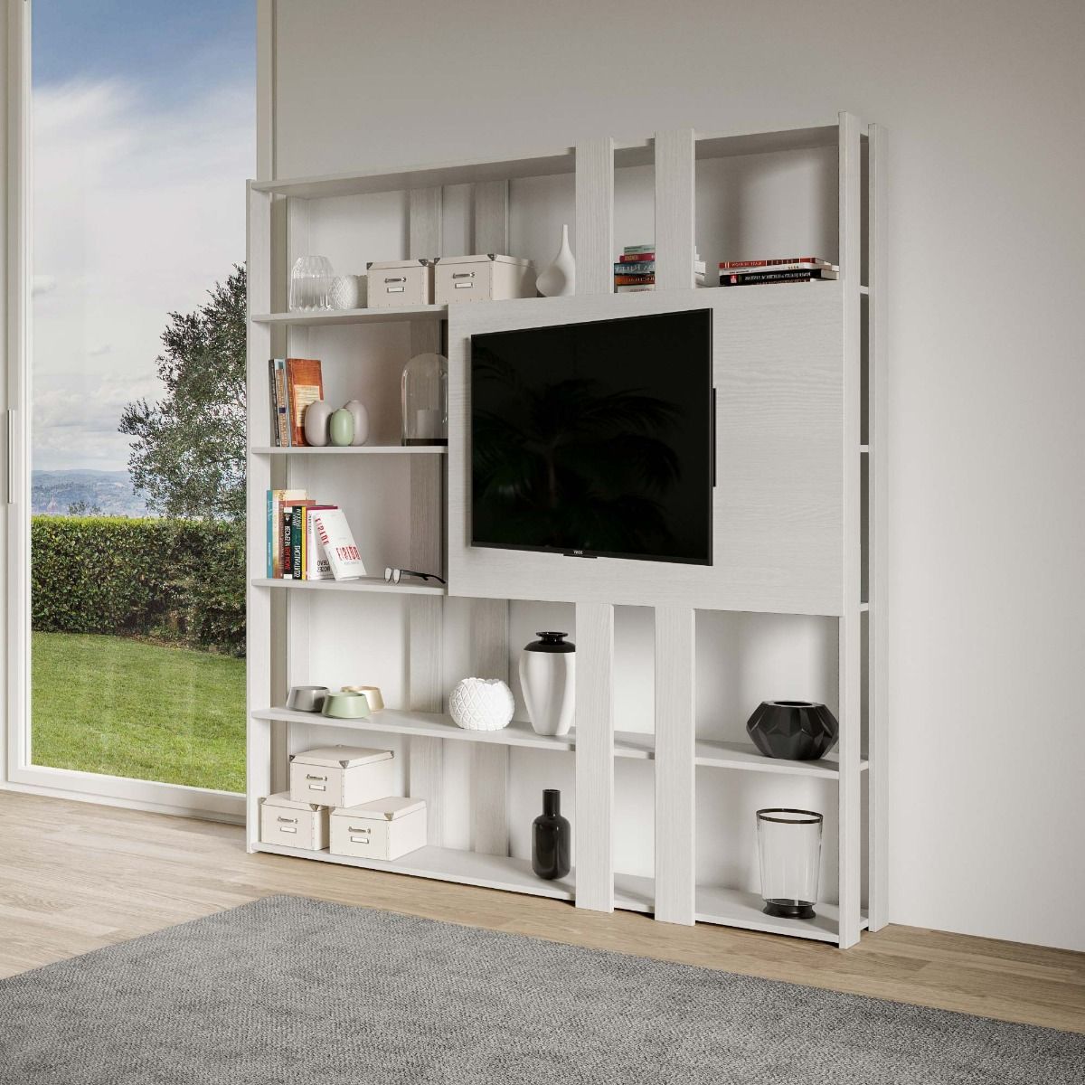 Libreria Porta TV Kato 178x204x36 cm Librerie made in italy Hobby Shop Solution   