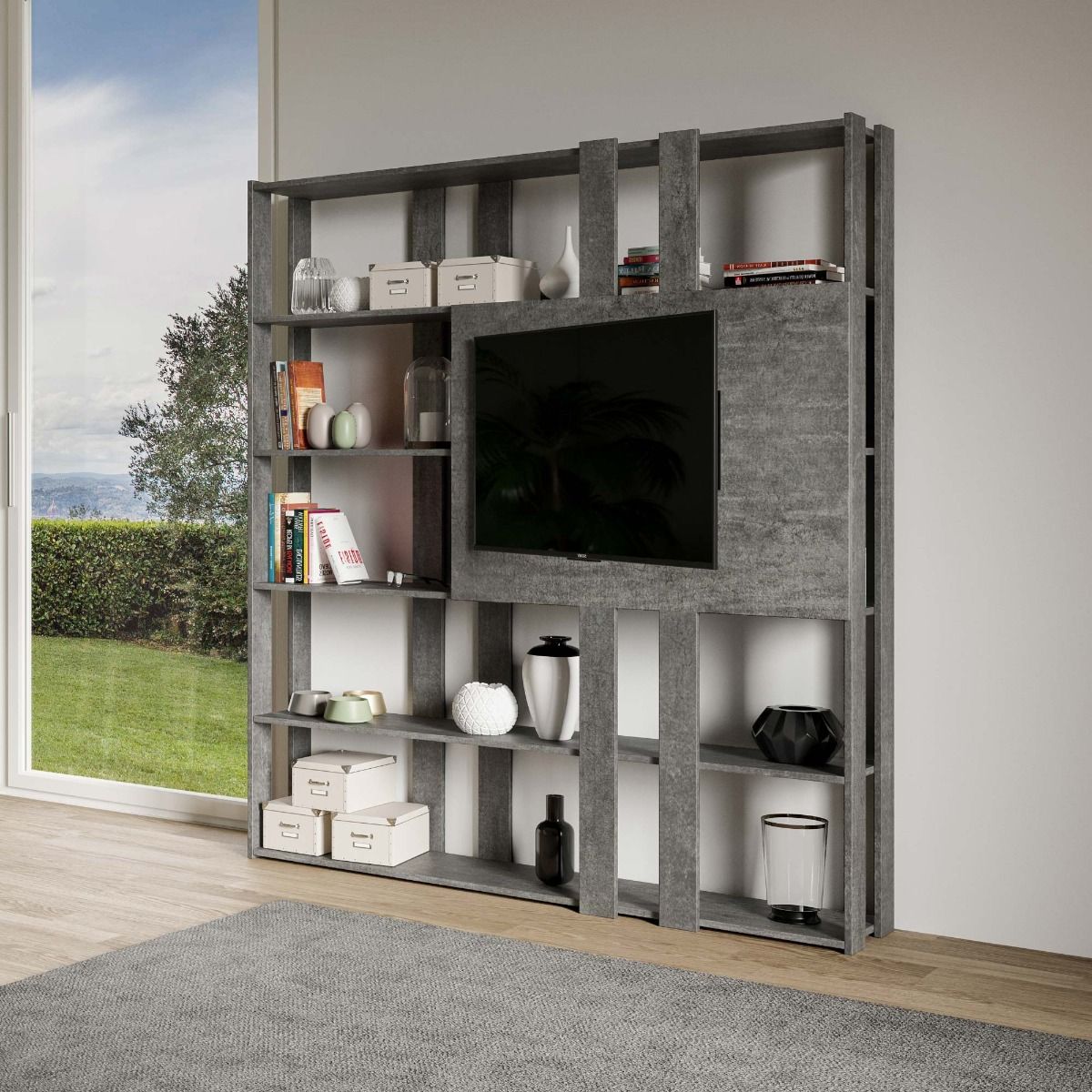 Libreria Porta TV Kato 178x204x36 cm Librerie made in italy Hobby Shop Solution   