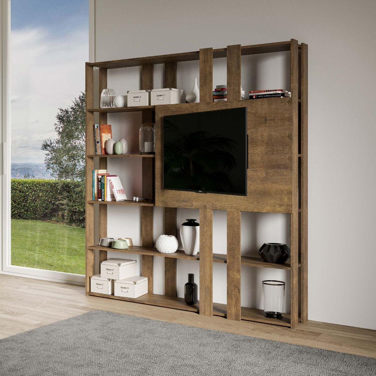 Libreria Porta TV Kato 178x204x36 cm Librerie made in italy Hobby Shop Solution   