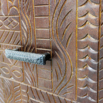 Porta TV con ante in legno di mango e struttura in ferro wengé