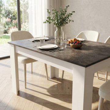 Credenza legno bianco grigio effetto cemento 138x80x75 cm truciolare