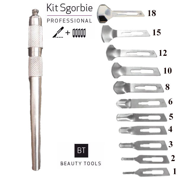 KIT PROF MANICO SGORBIE+ LAME 2 PZ X 1,2,3,4,5,6,8,10,12,15,18