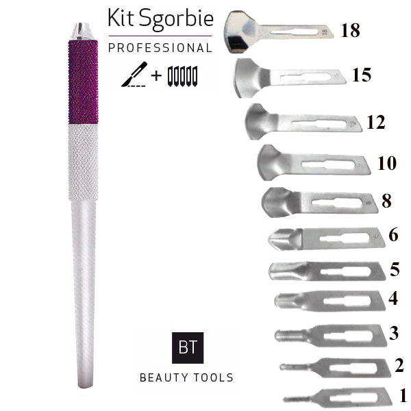 KIT PROF MANICO SGORBIE+ LAME 2 PZ X 1,2,3,4,5,6,8,10,12,15,18