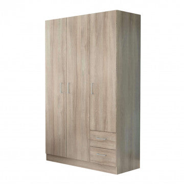 Armadio 3 ante 2 cassetti truciolare bilaminato olmo 120x52x190 cm