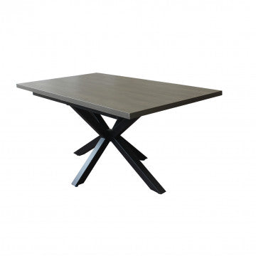 Tavolo allungabile piano melamina effetto legno antracite struttura metallo nera