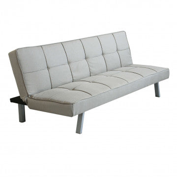 Divano letto grigio chiaro melange, struttura metallo legno, 178x81x71 cm