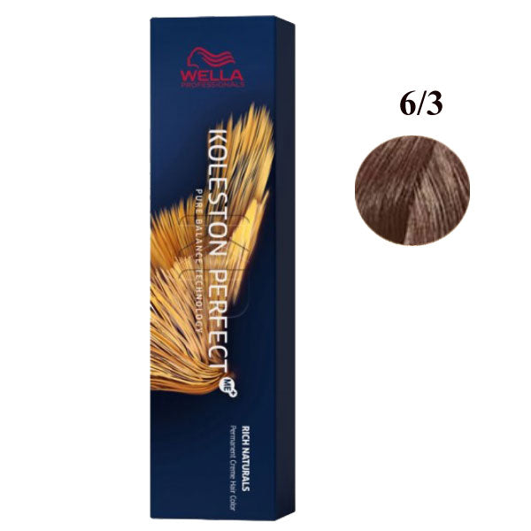 Confezione di tinta per capelli Wella Koleston Perfect in tonalità 6/3 castano cioccolato, formula naturale e copertura totale, professionale