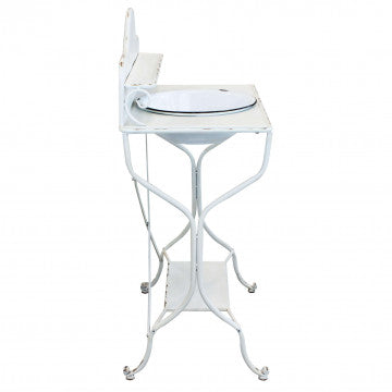 Catino in acciaio con struttura in ferro, dimensioni 69x42x103,5 cm