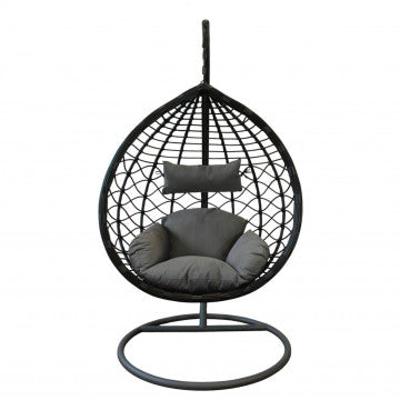 Dondolo con struttura metallo tortora e seduta wicker, tubi 42x2,5 mm