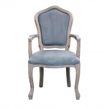 Poltrona in velluto grigio con struttura e gambe in legno 55x51x100cm