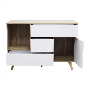 Mobile truciolare bilaminato 1 anta 3 cassetti ripiano 119x39,5x85,6cm