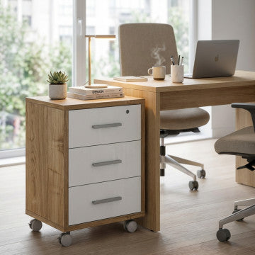 Cassettiera mobile 3 cassetti con ruote in MDF 51x41x71 cm