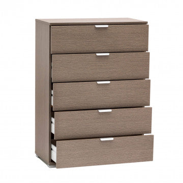 Mobiletto 5 cassetti rovere grigio 75x38x103 cm truciolare