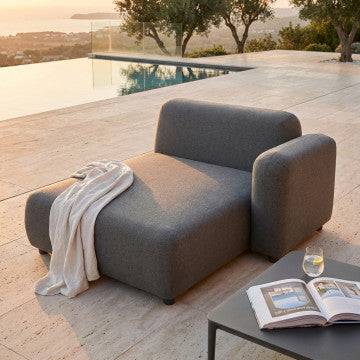 Chaise longue in alluminio con cuscini, 119x165x40 cm, grigio scuro