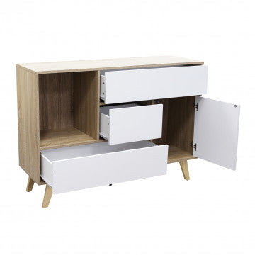 Mobile truciolare bilaminato 1 anta 3 cassetti ripiano 119x39,5x85,6cm