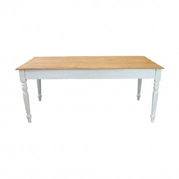 Tavolo in mogano con piano rettangolare 180x90 cm, altezza 75 cm