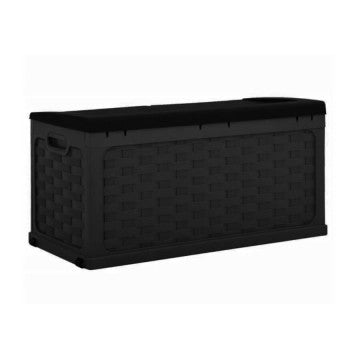 Cassapanca rattan style in plastica wicker marrone con seduta 200 kg