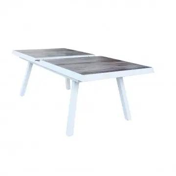 Table Seattle 205/265 X 105 avec structure en aluminium et plateau en céramique effet bois