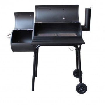 Barbecue a carbonella con affumicatore, struttura acciaio nero 110x64x113,5 cm