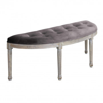 Panca in legno con rivestimento velluto, dimensioni 125x45x48 cm