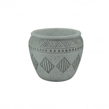 Vaso piccolo in fibra sintetica grigia, dimensioni 13,5 x 13,5 x 12 cm