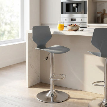 Sgabello regolabile metallo e plastica grigio cm 39,5 x 44,5 x 58/78 h