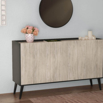Mobile 3 ante in truciolare bilaminato 150x40x78 cm antracite pino
