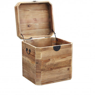 Baule in legno di pino riciclato, 52x48x55 cm, colore marrone