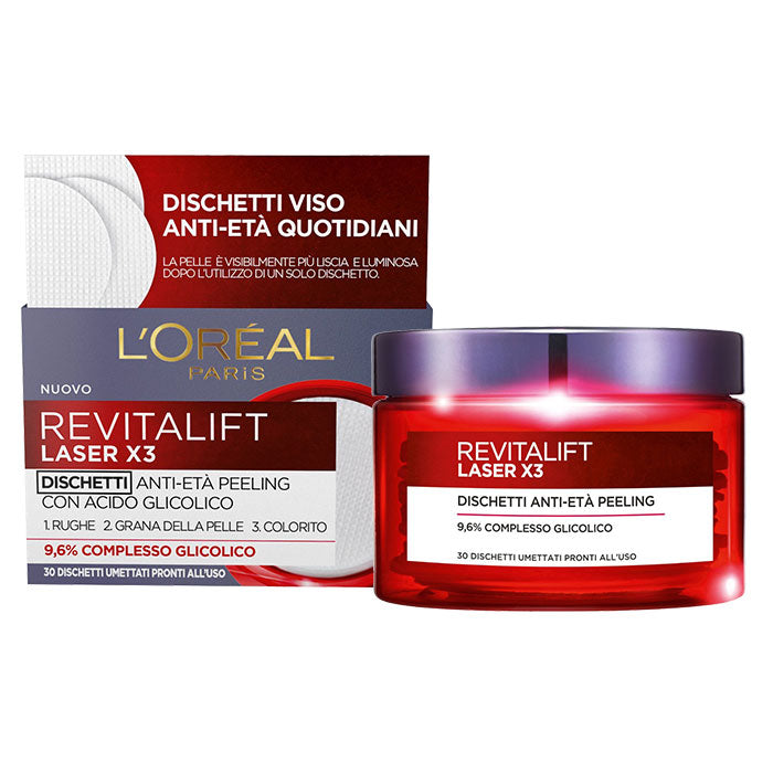 L'OREAL REVITALIFT LASER X3 DISCHETTI ANTI-ETA PEELING 30 PEZZI