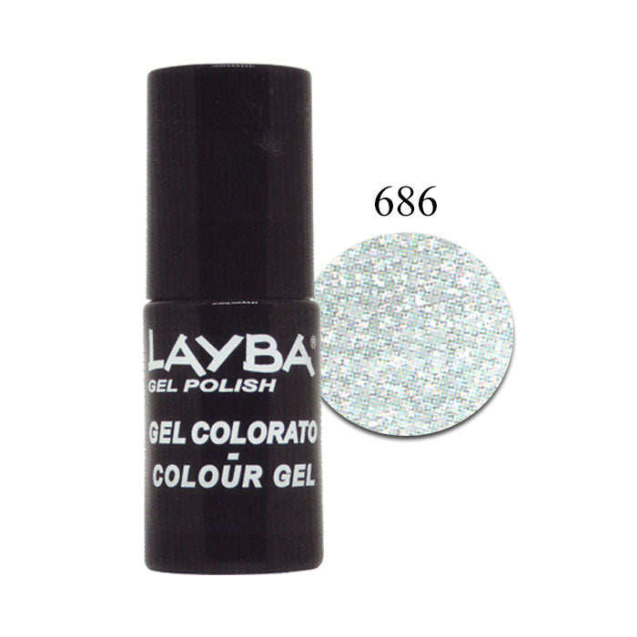 LAYLA LAYBA SMALTO SEMIPERMANENTE GEL POLISH SILVER GLITTER 686