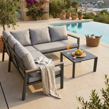 Salotto Angolare Surabaya Poliestere Antracite 213x86x82h cm