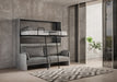 Letto a scomparsa doppio Kando Sofà effetto cemento con letto superiore aperto e divano sottostante, ideale per ospitare con stile e praticità.