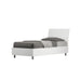 Letto singolo 80x190 Demas bianco con testata inclinata, design moderno senza rete, ideale per camere minimaliste.