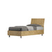 Letto singolo 80x190 Demas effetto legno chiaro con testata inclinata, design naturale senza rete per camere accoglienti.