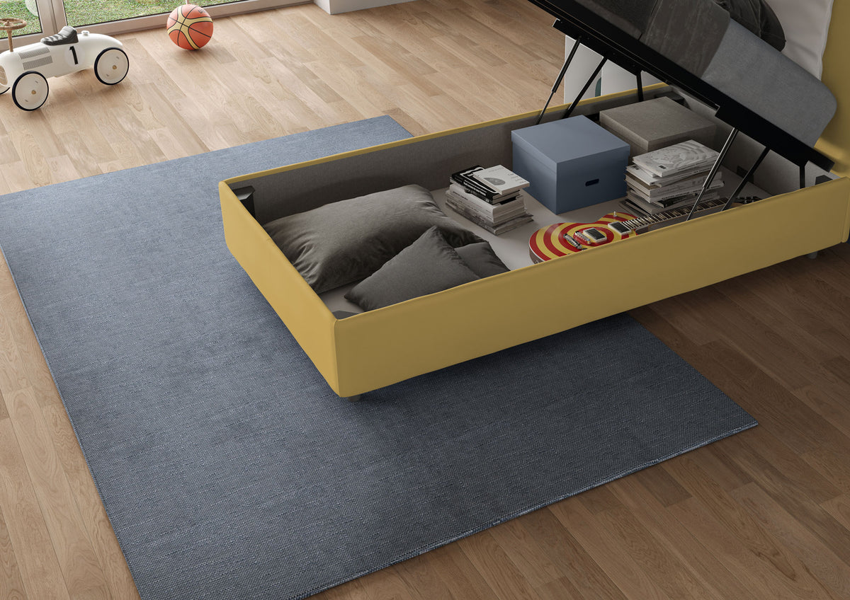 Itamoby Letto singolo contenitore imbottito 90x210 microfibra Azelia