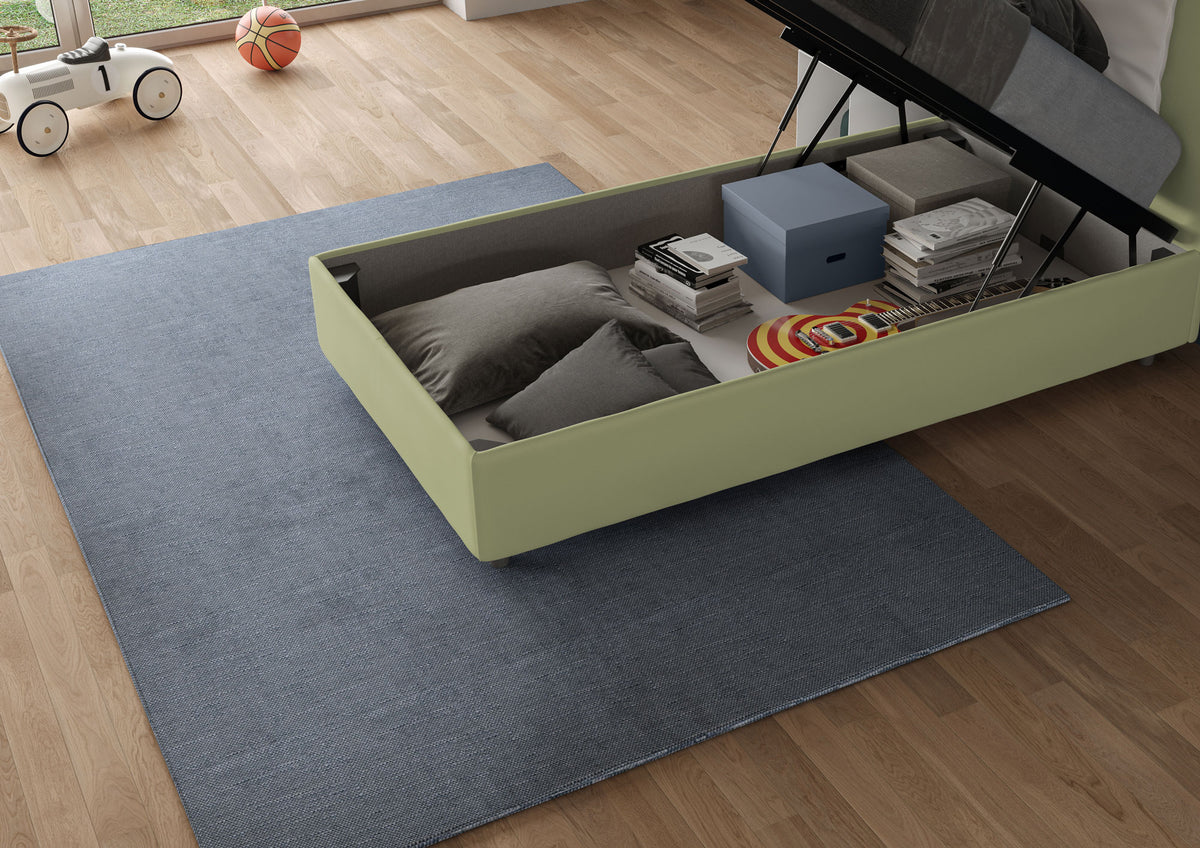 Itamoby Letto singolo contenitore imbottito 90x210 microfibra Azelia
