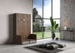 Struttura chiusa del letto Kentaro Sofà 120 verticale legno scuro, con seduta compatta per ambienti multifunzionali.