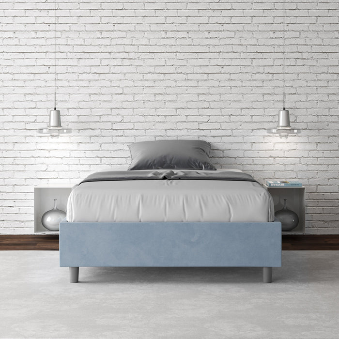 Letto singolo contenitore imbottito 100x190 microfibra Azelia