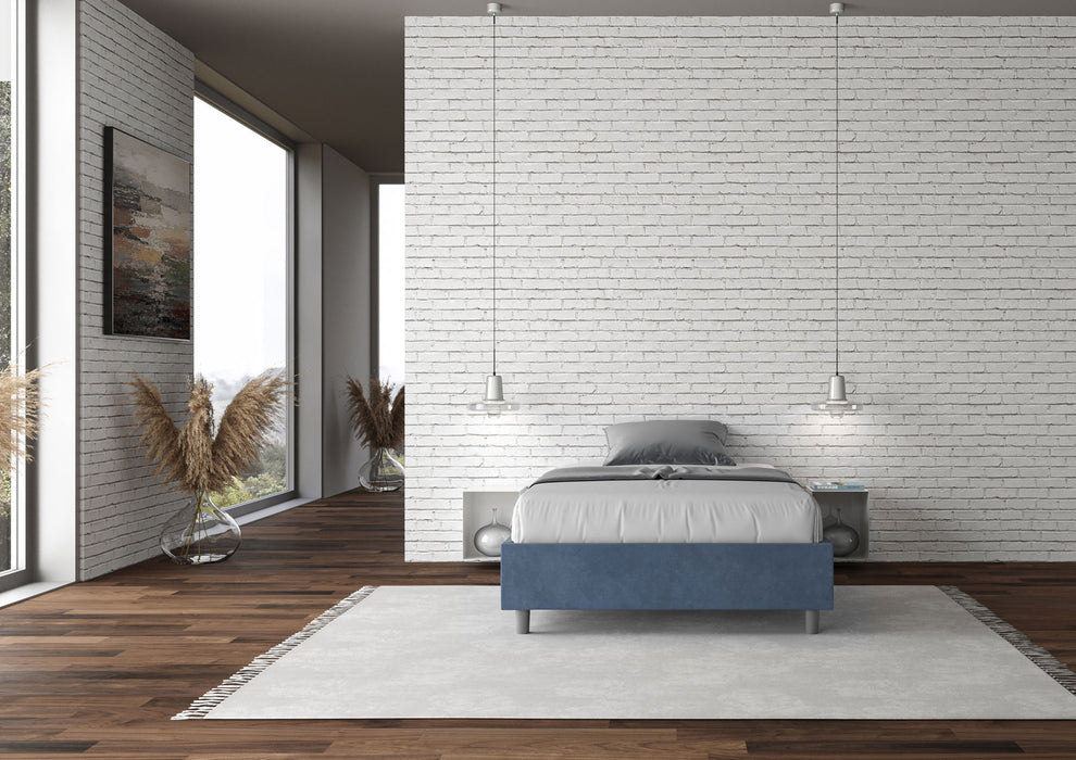 Letto singolo contenitore imbottito 100x190 microfibra Azelia