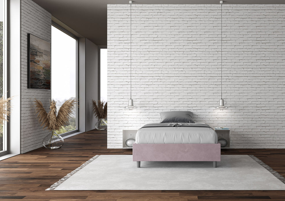 Letto singolo contenitore imbottito 100x190 microfibra Azelia