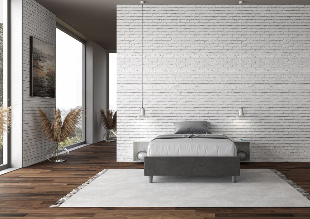 Letto singolo contenitore imbottito 100x190 microfibra Azelia