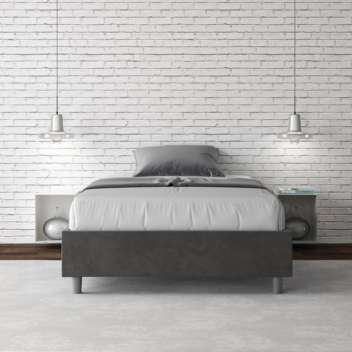 Letto singolo contenitore imbottito 100x190 microfibra Azelia