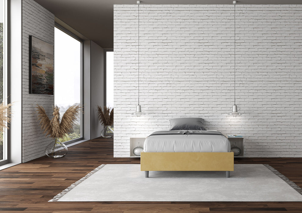 Letto singolo contenitore imbottito 100x190 microfibra Azelia