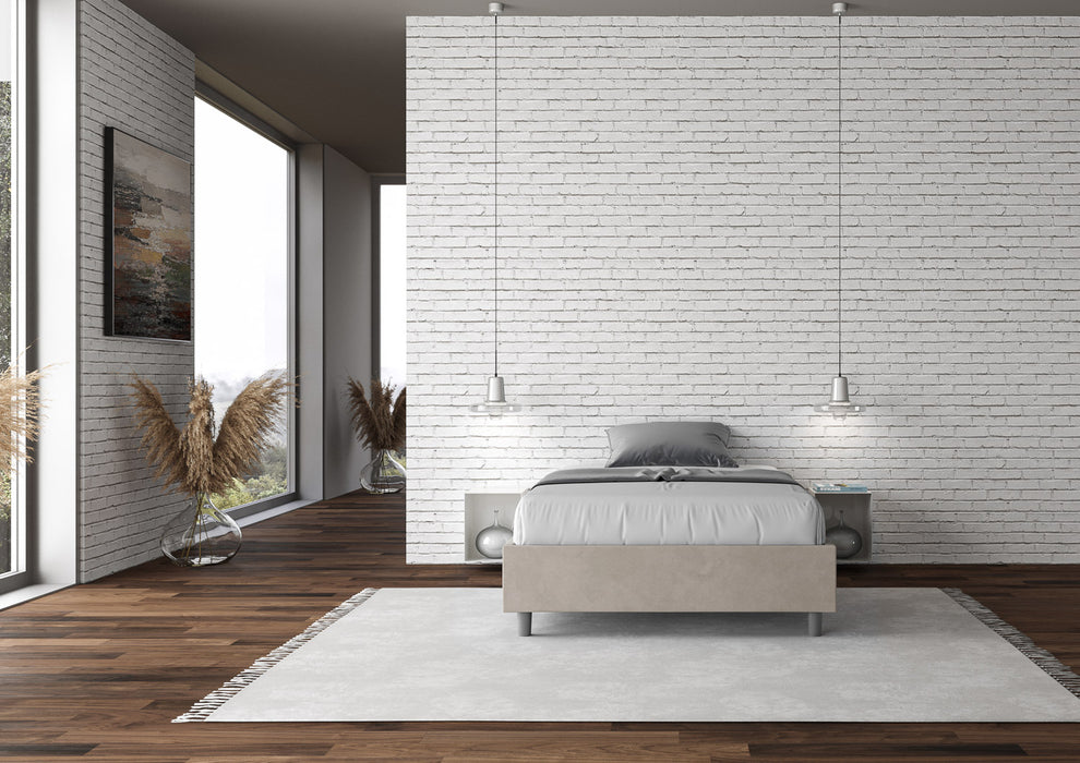 Letto singolo contenitore imbottito 100x190 microfibra Azelia