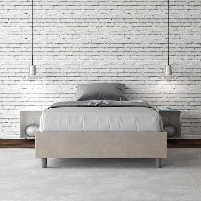 Letto singolo contenitore imbottito 100x190 microfibra Azelia