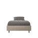 Letto singolo contenitore imbottito 100x210 microfibra Azelia beige chiaro con design moderno e struttura compatta per camere eleganti.