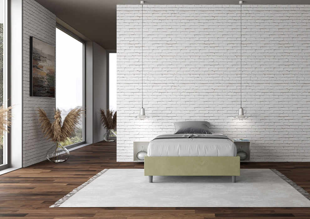 Letto singolo contenitore imbottito 100x190 microfibra Azelia